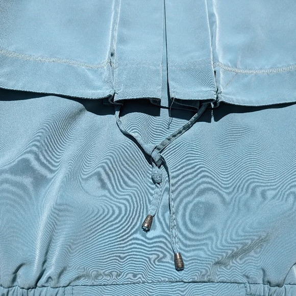 Vintage Teal Blue Green Cream Windbreaker Zip  Up Button Jacket Utex XS Woman - Picture 11 of 11